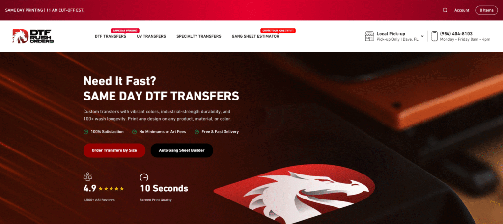 Need It Fast? SAME DAY DTF TRANSFERS