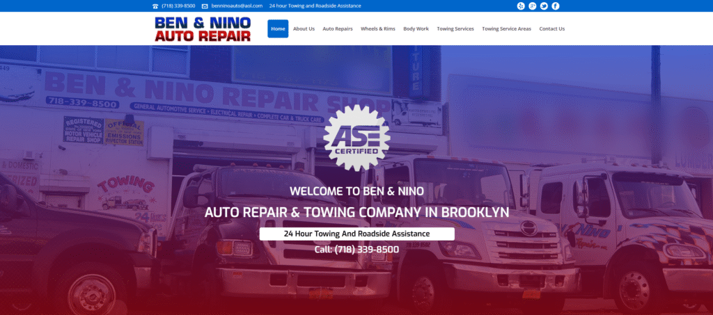 WELCOME TO BEN & NINO AUTO REPAIR & TOWING COMPANY IN BROOKLYN