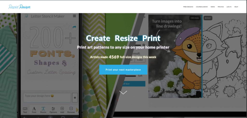 Print art patterns to any size on your home printer