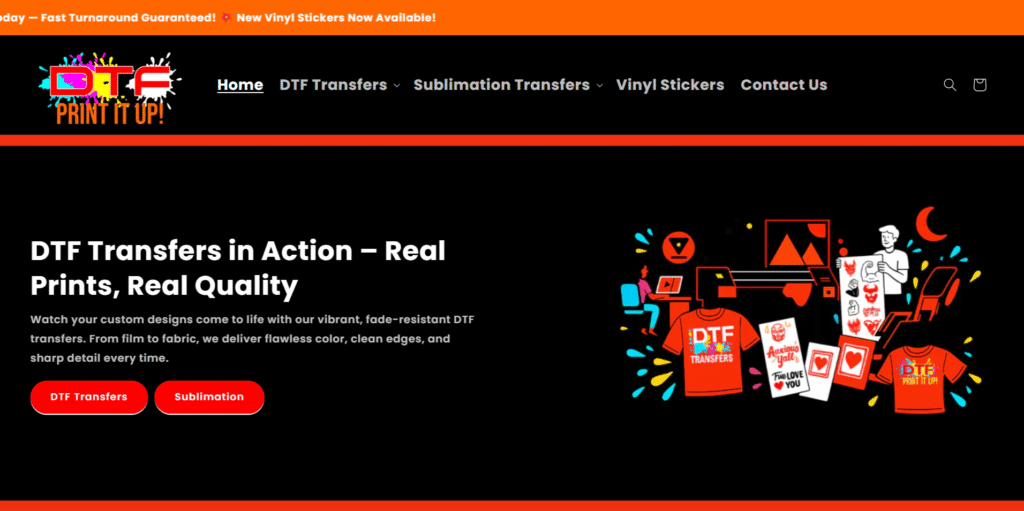 DTF Printing & Custom Apparel Websites
